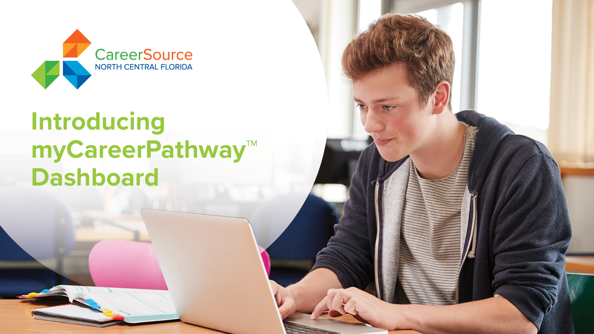 Image of young person looking for a career change on a computer